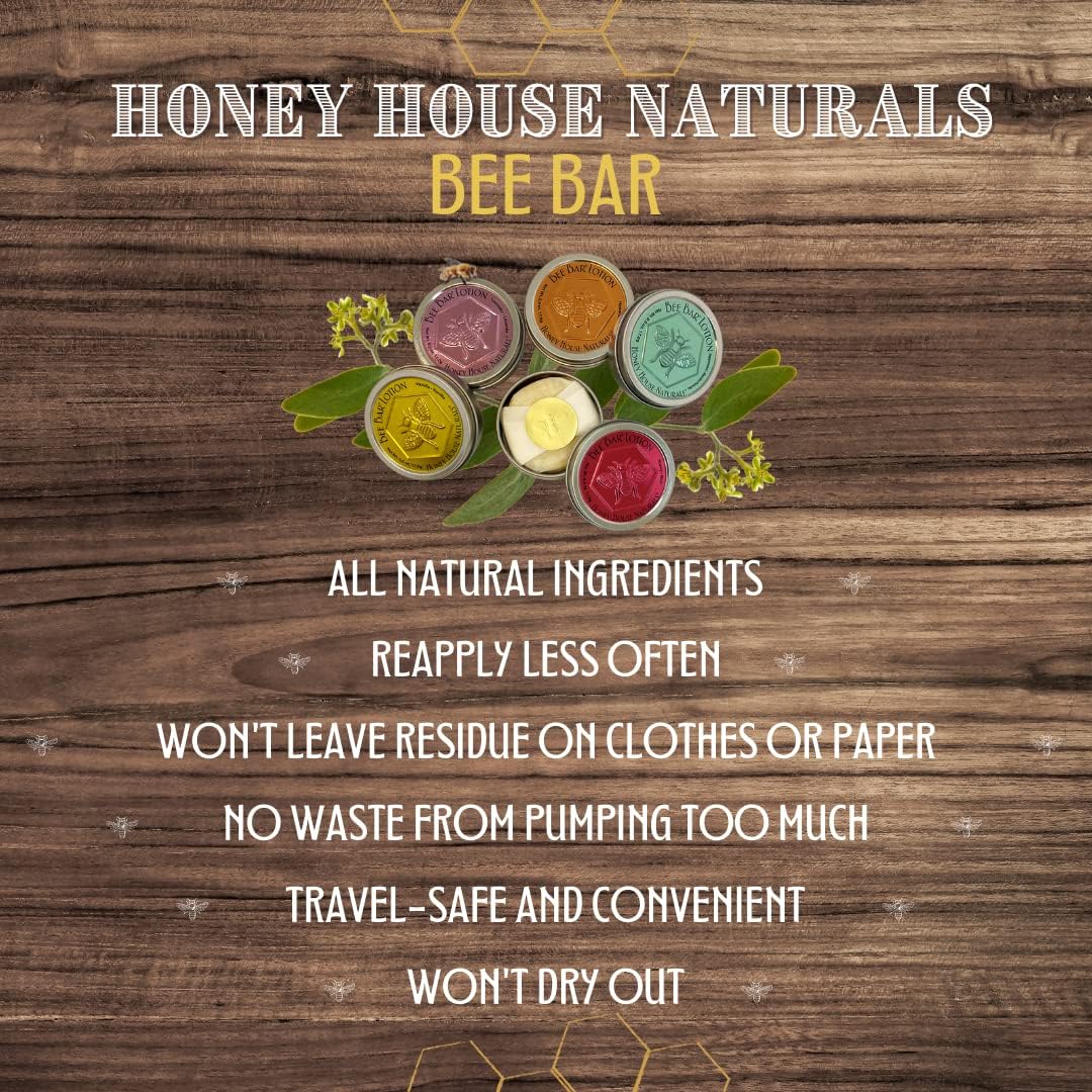 Honey House Naturals Bee Bar Duo – Vanilla - Small .6 Ounce and Large 2 Ounce– All Natural Ultra Moisturizing Lotion Bar Infused with Essential Oils and Butters – Made in USA