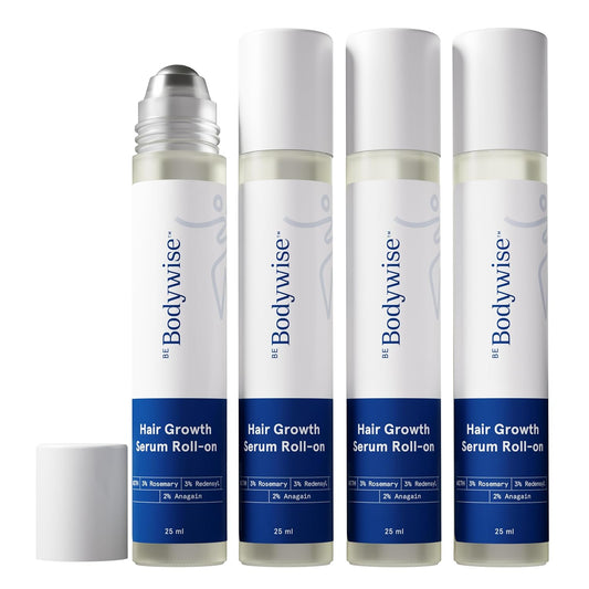 Be Bodywise 3% Redensyl & Rosemary Hair Growth Serum (Roll On) | Pack of 4 |with 2% Anagain | Thicker & Stronger Hair | Prevents Hairfall & Stimulates Hair Follicles | For All Hair Types | 100ml