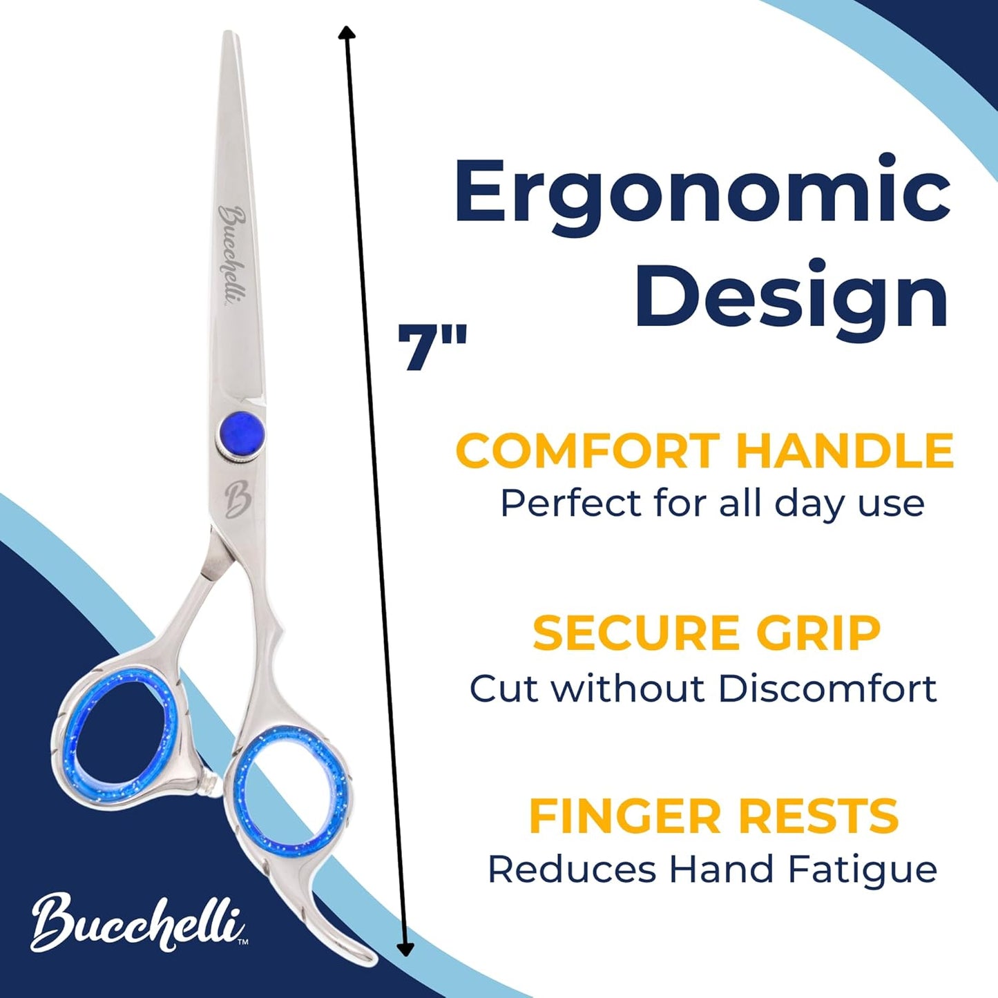 7 Inch Hair Cutting Scissors Professional - Japanese 440A Barber Shears 7 Inch - Salon Scissors for Hair - Adjustable Tension Knob - Hair Shears Professional (Silver Right 7")