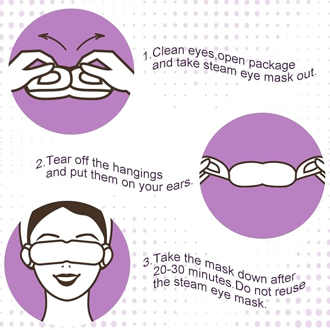 20 Pack Steam Eye Masks for Dry Eyes, Disposable Heated Eye Mask Self Heating Warm Compress for Eyes, Relief Eye Fatigue Hot Sleep Mask for Men Women, Lavender