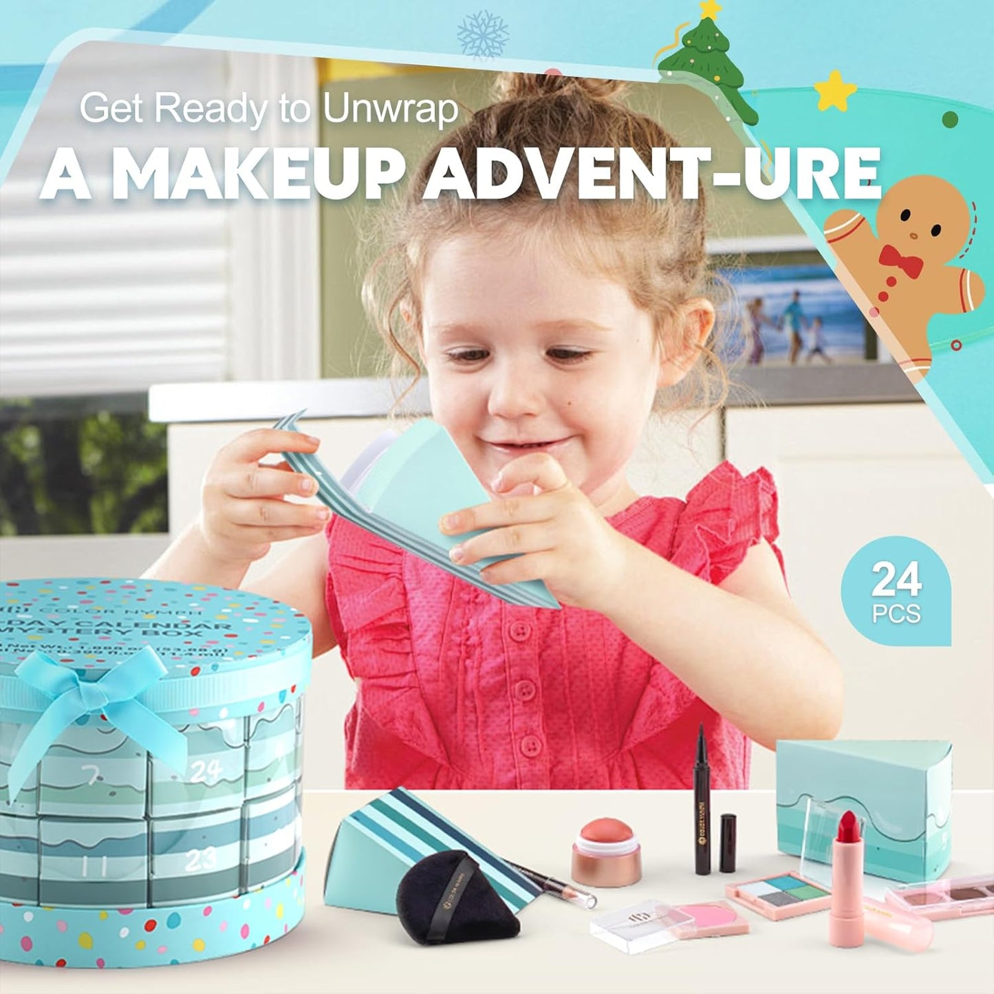 Color Nymph Makeup Advent Calendar 2025, 24 Days Advent Calendar Mystery Box for Christmas, Makeup Gift Sets - Xmas Beauty Countdown Calendar Cosmetics Kit for Women Girls Teens Daughters #Mint Green