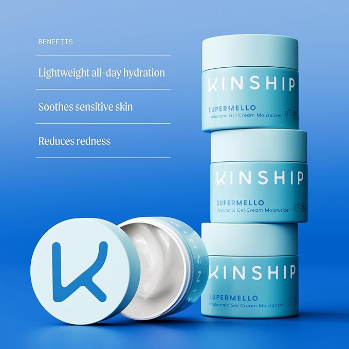 Kinship Gift Bundle - Self Reflect SPF, Supermello Moisturizer, Brightwave Vitamin C Eye Cream + Cosmetic Bag - 100% Mineral Sunscreen, Gel Cream + Hyaluronic Acid, Reduce Fine Lines + Under Eye Bags