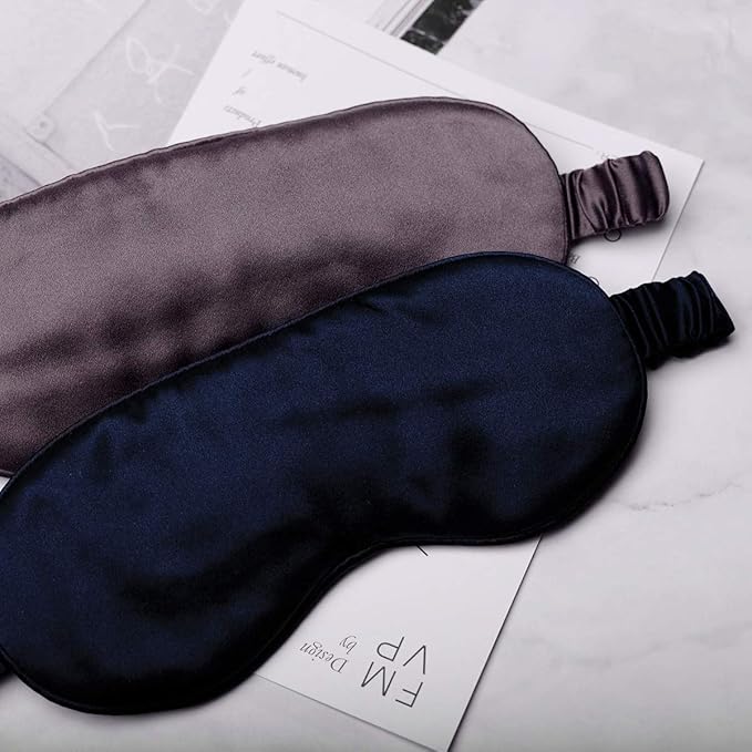 Silk Sleep Mask Light Blocking Luxury 100% Mulberry 19mm Silk Eye Mask Eye Cover Blindfold Ultra Soft Light & Comfy Anti Aging Skin Care with Travel Bag Gift Package