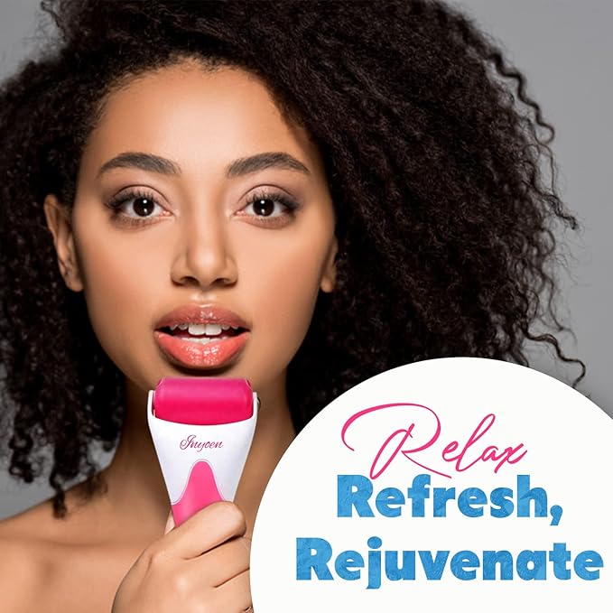 Facial Massager | Frozen Skincare Accessories for Face, Eyes & Body | Ice Roller for Puffiness, Migraine, Wrinkles & Sun Damage Relief (Pink)