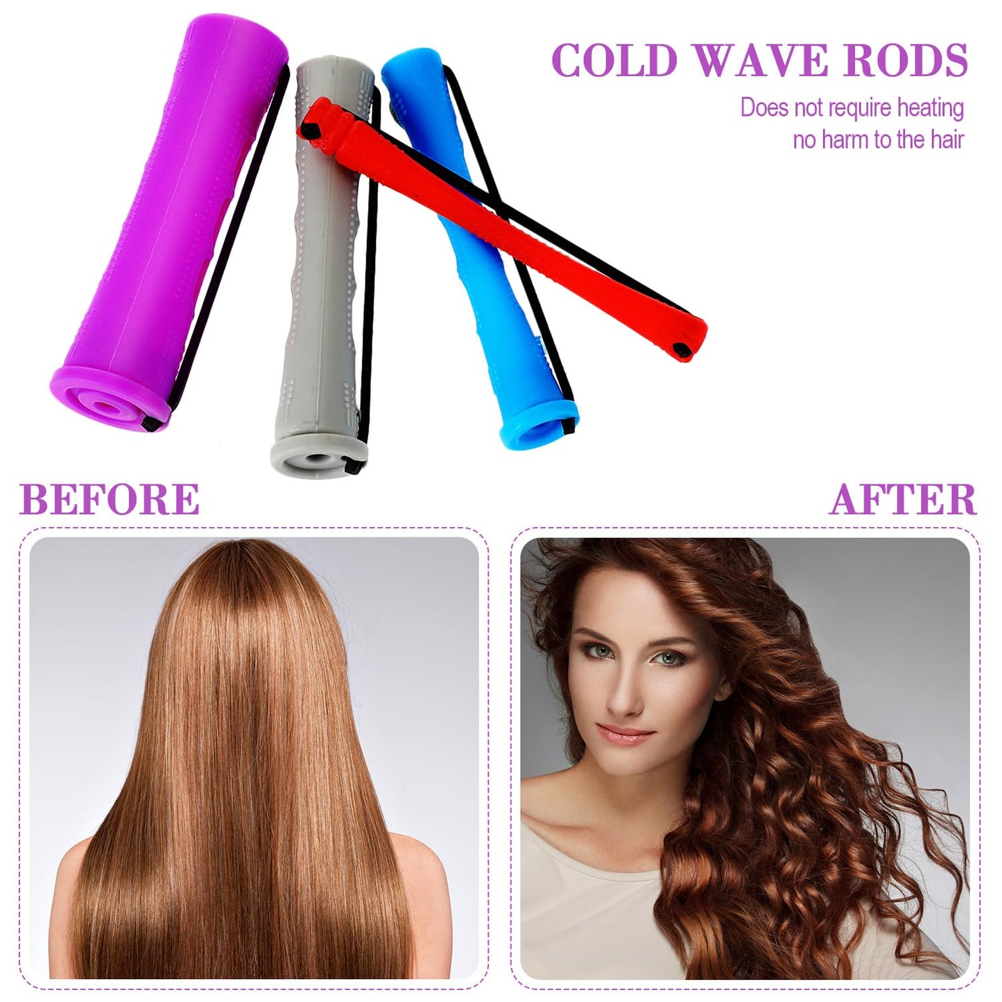 WILLBOND 72 Pieces Hair Perm Rods Set, Short Plastic Perming Rods Cold Wave Roller 4 Sizes Hair Curling Rollers with 1 Piece Steel Pintail Comb for Hairdressing Styling (Short)