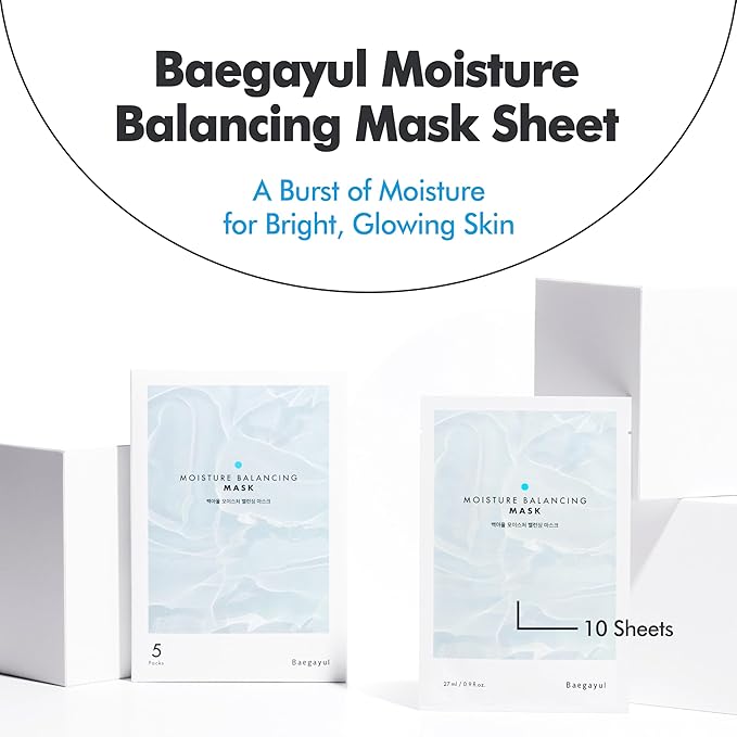 Moisture Balancing Sheet Mask 10EA - Hydrating & Soothing Facial Mask with Hyaluronic Acid, Glow Skin Watergel Texture, Korean Skincare for All Skin Types, Lightweight Non-Sticky Face Mask