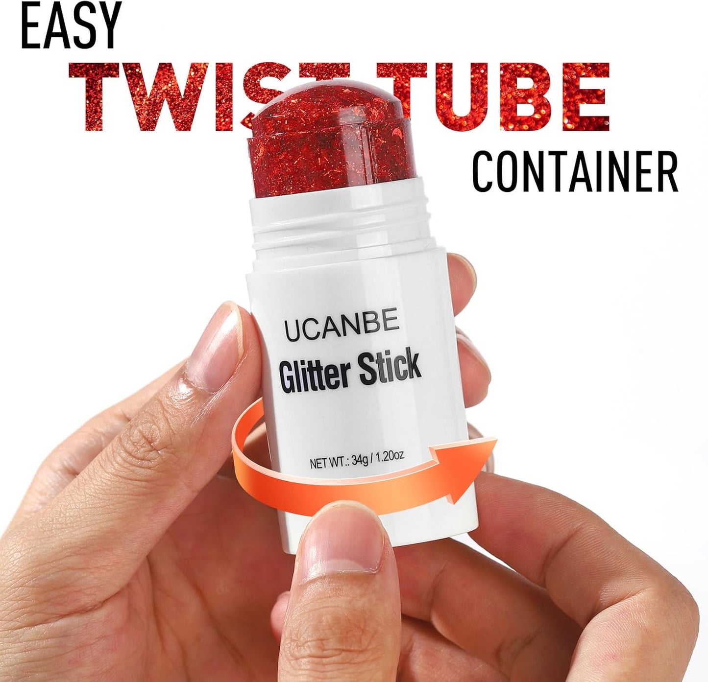 UCANBE Red Body Glitter Stick for Singer Concerts Music Festivals, Face Glitter Makeup for Face Body Hair Eyes & Lips, Chunky Glitter Sparkling Mermaid Sequins for Women 1.2OZ