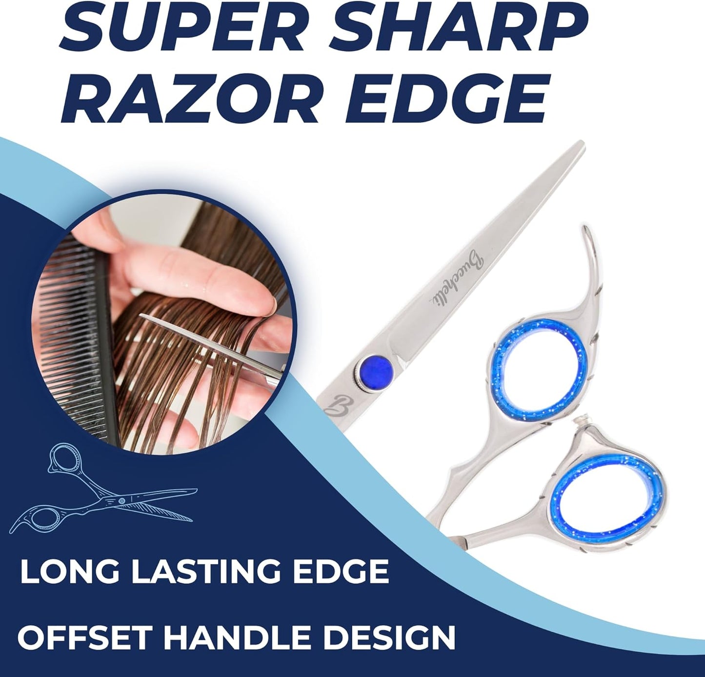 7 Inch Hair Cutting Scissors Professional - Japanese 440A Barber Shears 7 Inch - Salon Scissors for Hair - Adjustable Tension Knob - Hair Shears Professional (Silver Right 7")