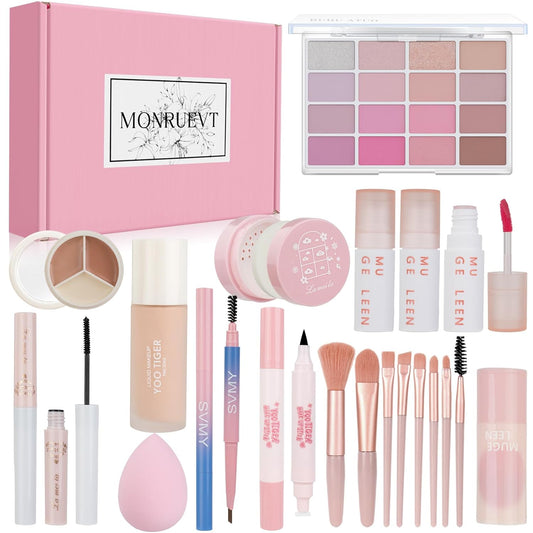 Makeup Sets For Women Full Kit Makeup Kit For Girls Teens Gift All in One Compact Pink Makeup Set