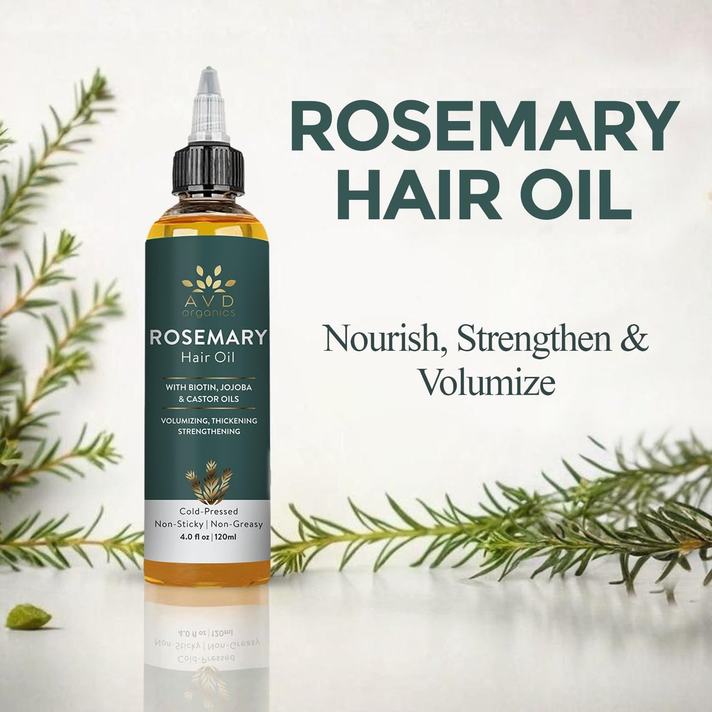 Pure Rosemary Oil for Hair Growth (4.05 fl oz) Infused with Biotin Jojoba & castor Oil | Hair strengthening Treatment | Nourishing & Volumizing– Strengthening, | Non-GMO verified