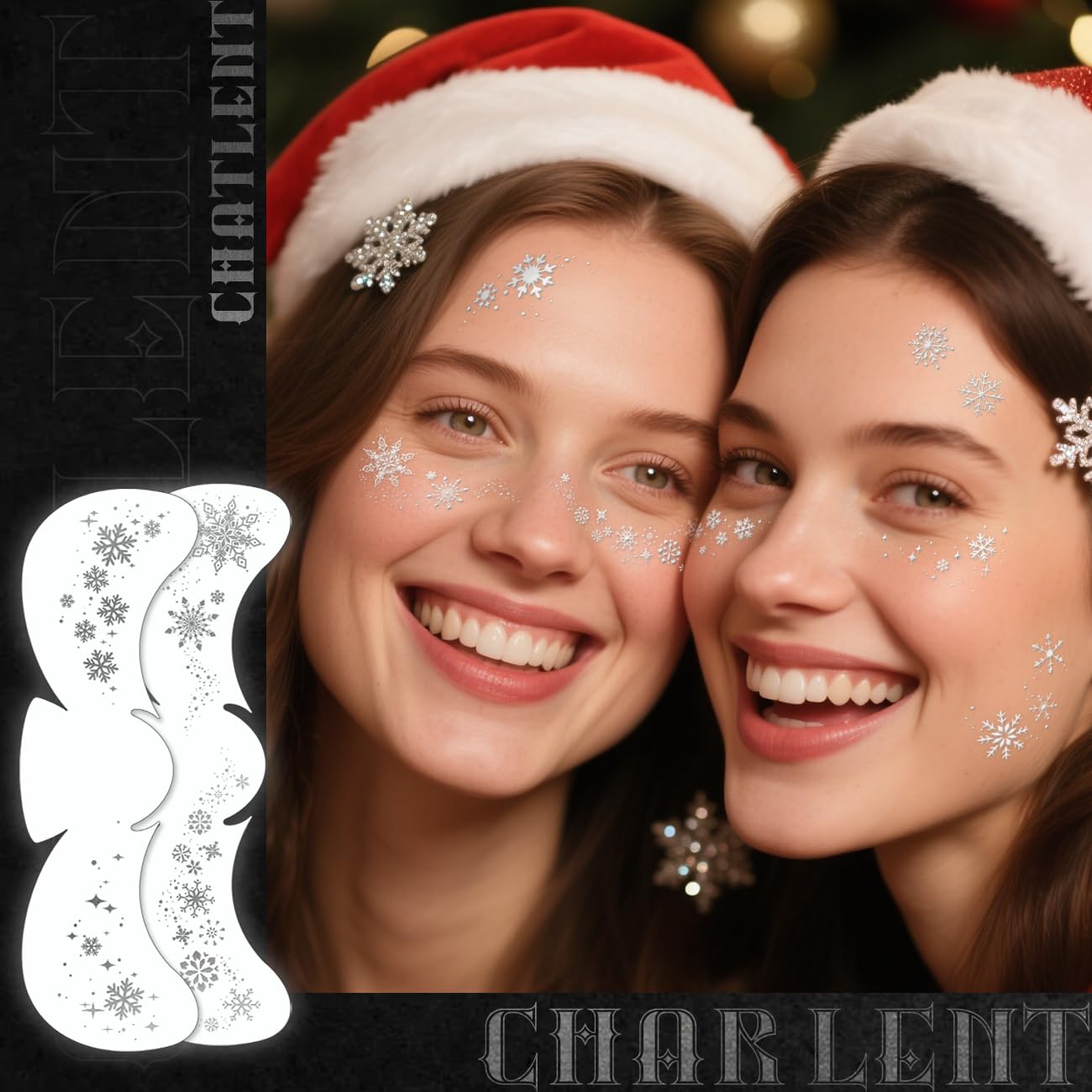 Glitter Snowflake Freckles Face Tattoos - 18 Sheets Waterproof Silver Temporary Makeup Patches for Women Kids Christmas Makeup Accessories