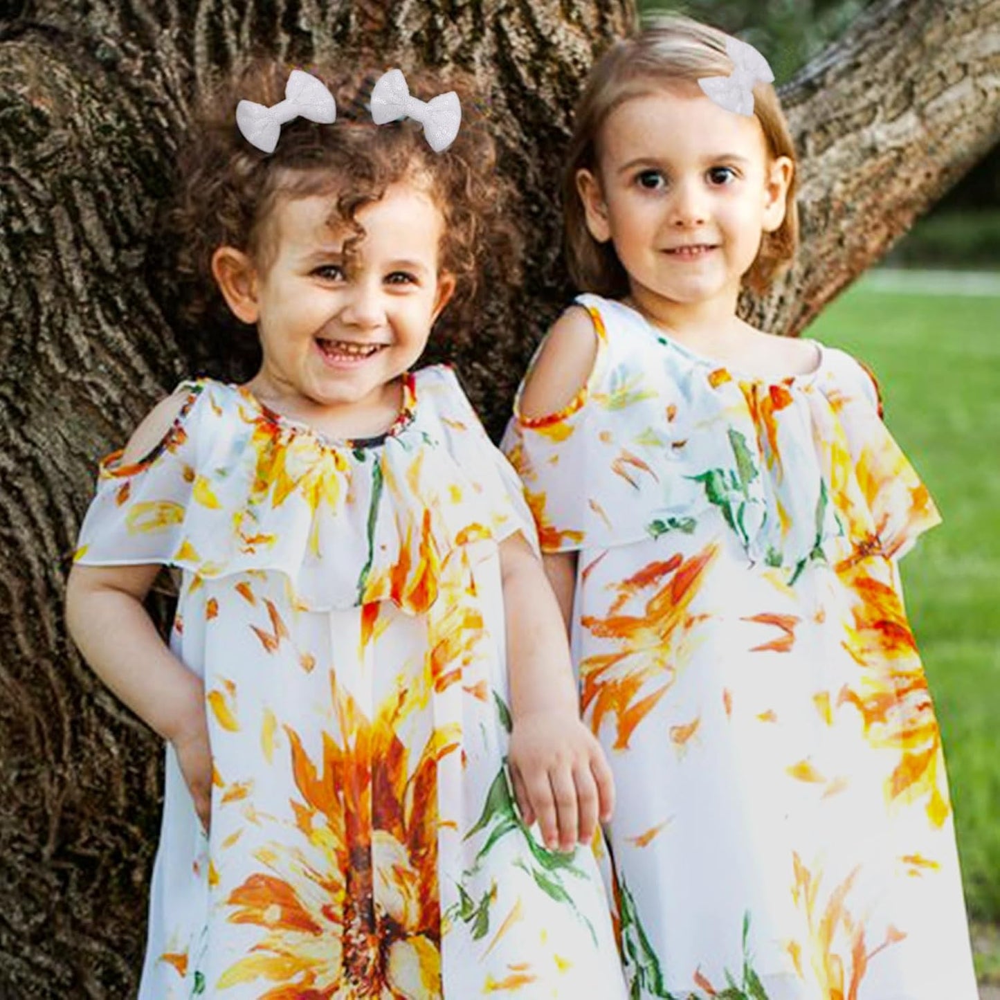 KISZU 3 Inch Glitter Hair Bows Clips, Sparkling Sequin Little Bow HairPins for Baby Girls Children Teens and Women (White)