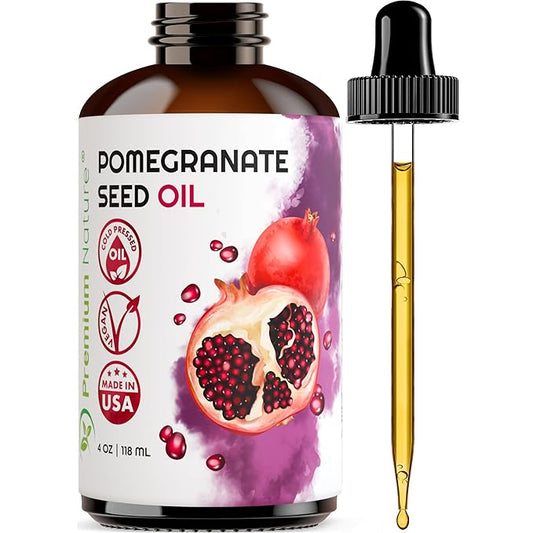 Premium Nature Pomegranate Seed Face Oil. 100% Pure Unrefined Cold Pressed for Essential Oils. Gua Sha Oil. Oil for Hair Skin and Nails 4 oz