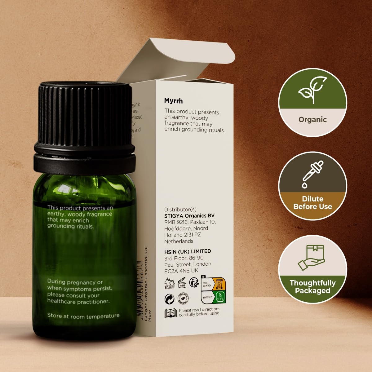 Gya Labs Organic Myrrh Essential Oil - 0.34 Fl Oz - for Skin, Hair, Diffuser, Aromatherapy, DIY Candle Making Scents