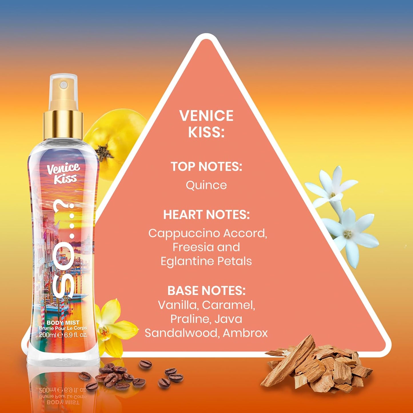 So...? Venice Kiss Body Mist for Women - 6.9 oz Body Mist - Pack of 3
