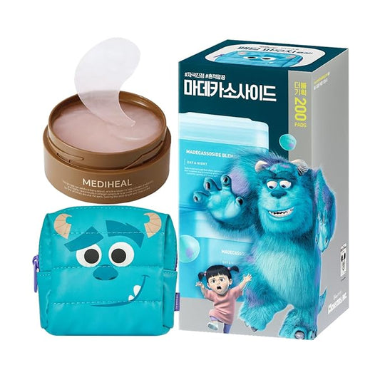 Mediheal Retinol Collagen Under Eye Patches & [Disney Pixar Edition] Madecassoside Blemish Toner Pad for Daily Blemish Care