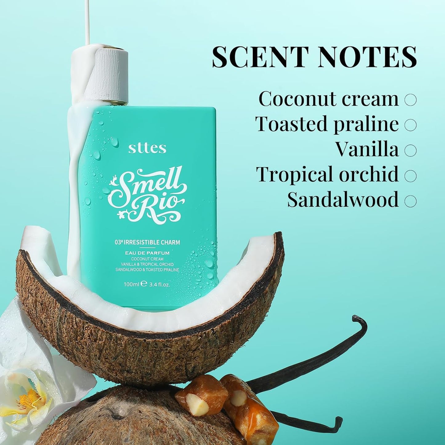 Sttes Perfume 03# (Original 309) Perfume for Women – Long-Lasting Hair Coconut, Vanilla & Toasted Praline Notes – Sweet Scentual Fragrance Eau de Parfum 100ml (3.4 fl oz) – Irresistible Charm