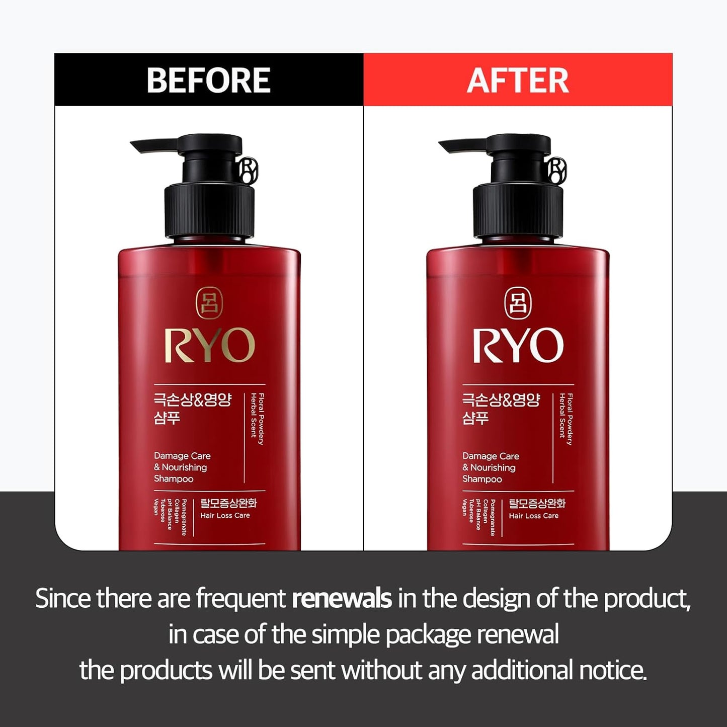 RYO Damage Care & Nourishing Shampoo with Korean Ginseng & Caffeine - Repair and Moisturizing, Anti Loss Care, Strengthening hair roots, 16 Fl Oz.