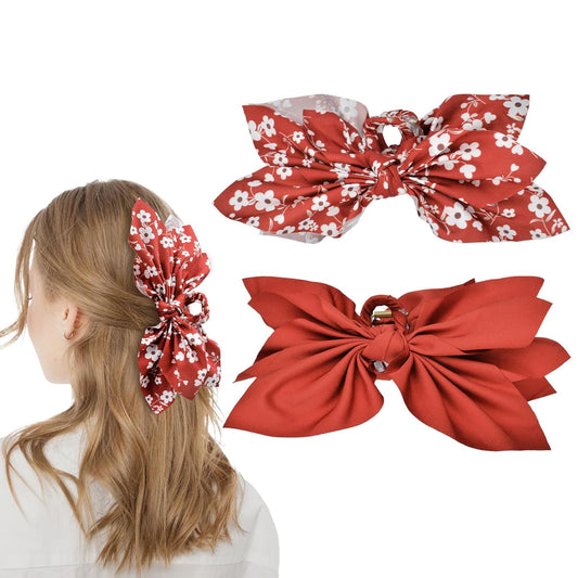 Bow Claw Clips Bow Hair Clips 2PC Red Big Hair Bows for Women Butterfly Styling Large Hair Clips for Thick Hair for Girls Hair Accessories for Teen