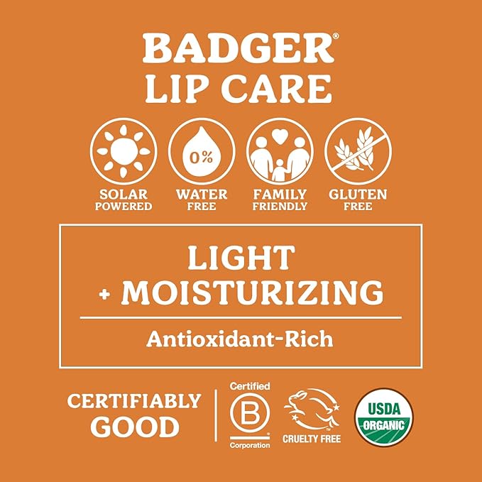 Badger Pink Grapefruit Classic Lip Balm, 100% Organic Lip Balm, Long Lasting Lip Care w/Light Silky Texture, Refreshing & Uplifting, 4 Pack