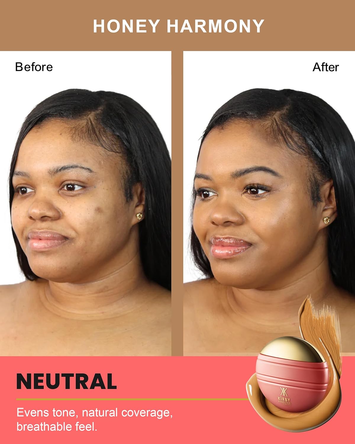 Konfident Glow Skin Tint – Honey Harmony Hydrating Oil-Free Glass-Skin Foundation, Buildable Light-to-Medium Coverage, 30 ml – Inclusive Clean Makeup for Radiant Confidence