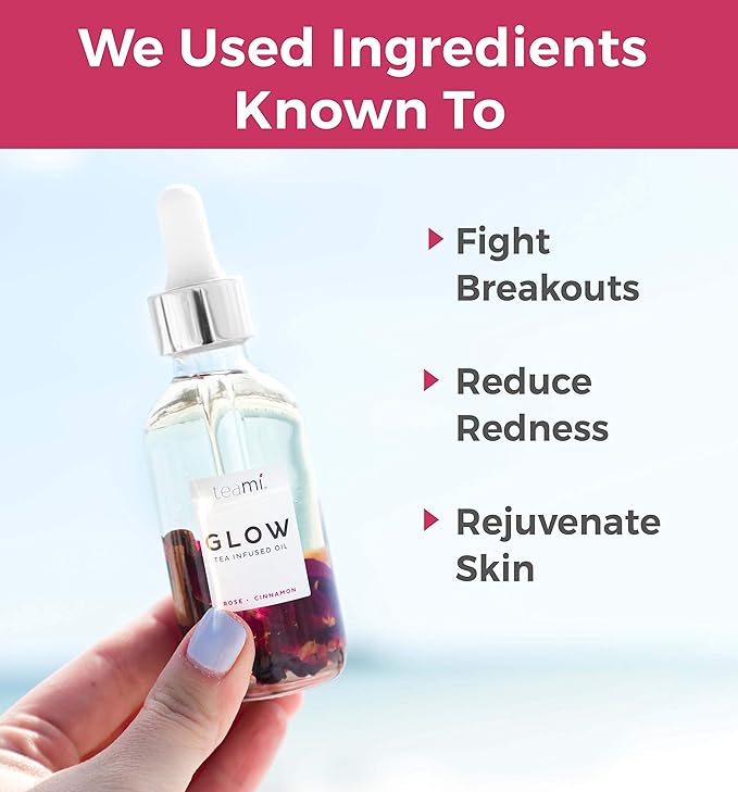 Teami Glow Jojoba Face Oil for Women with Coconut Oil, Camellia Seed & Vitamin E Oil for Skin - Facial Oil Cleanser for Sensitive, Normal, Oily & Dry Skin (2oz)