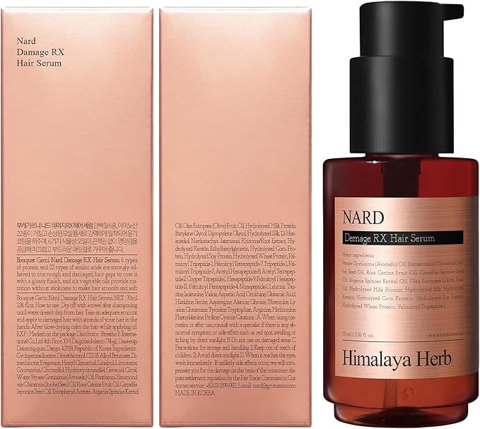 NARD RX Hair Serum 2.36 oz - Silky, and Smoothness (Containing Amino Acids, Protein, Keratin, Silk, 11 Peptides, Vitamin E, and 6 Oils) Leave in Conditioner - for Damaged Hair