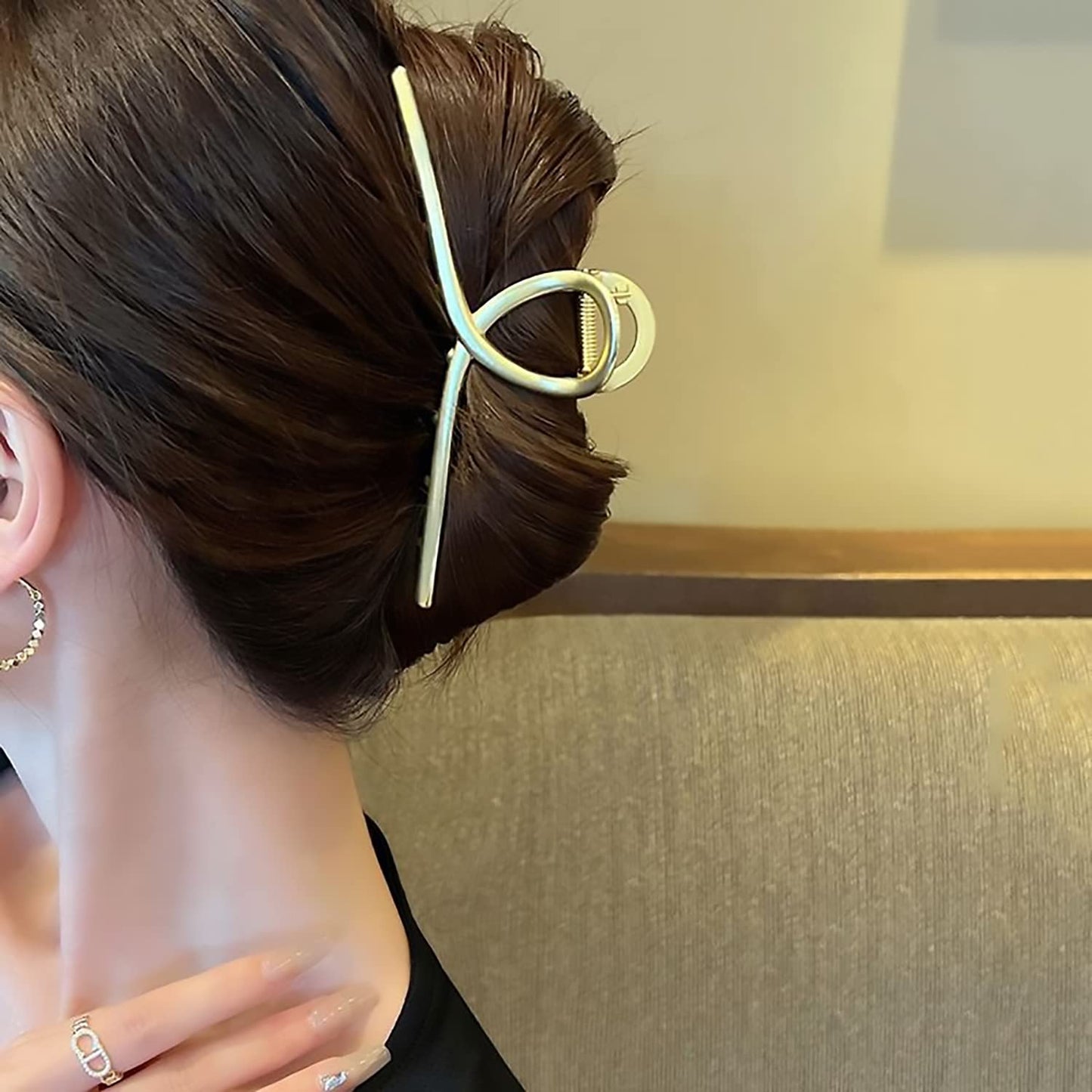 2Pack Matte Metal Hair Claw Clips Strong Hold No Slip Hair Clamp for Thin and Thick Hair Accessoriesas Gift for Women Girls (2pcs/box,Matte Gold & Rose Gold)