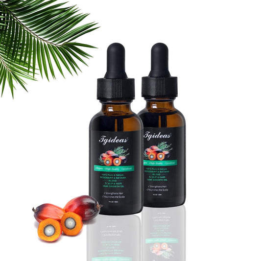 Tgideas Rosemary Batana Oil - Organic Hair Growth - for Scalp & Hair Strengthening - All Hair Types Treatment Oil - Eyebrow & Eyelash Nourishing - 2 Packs