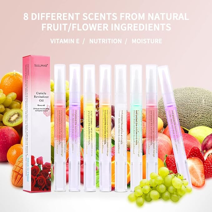 8Pcs Nail Cuticle Oils Nail Nutrition Oil Pen Nail Nourishment Pens 8 Smell Cuticle Nourish Skin Nail Care (8pcs)