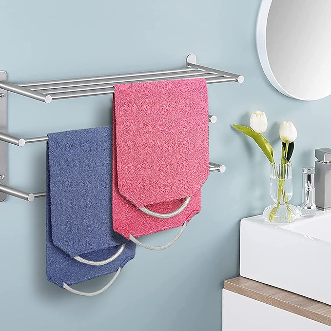 Evridwear Exfoliating Back Scrubber with Handles Two Sides for Body Shower Deep Cleans Skin Massages Invigorating Blood Circulation Men Women One Size (2 Pack Blue)