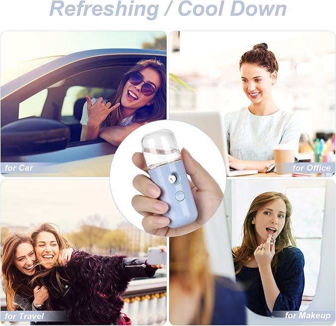 Kingsmile Nano Mist Sprayer,Electric Handy Little Nano Mister with Fine Mist, Portable Face Mister for Lashes & Daily Make Up, Mini Face Humidifier, Nano Facial Mister with 1OZ /30ML Water Tank Blue