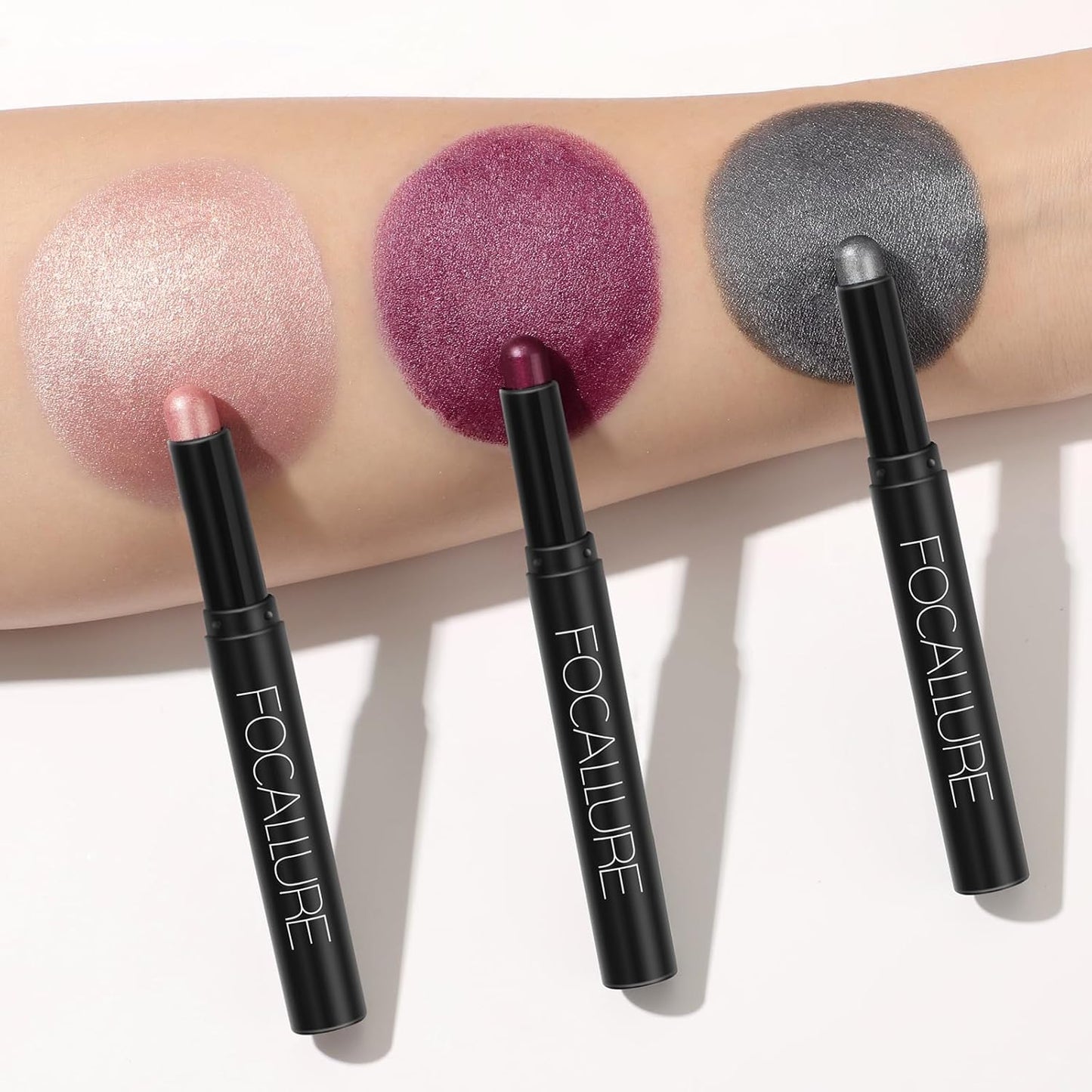 FOCALLURE 3PCS Cream Eyeshadow Stick Sets,Matte and Shimmer Eye Brightener, High Pigmented Crease-proof Pencil,Long Lasting Eye Shadow Highlighter Makeup,Cinnamon Night