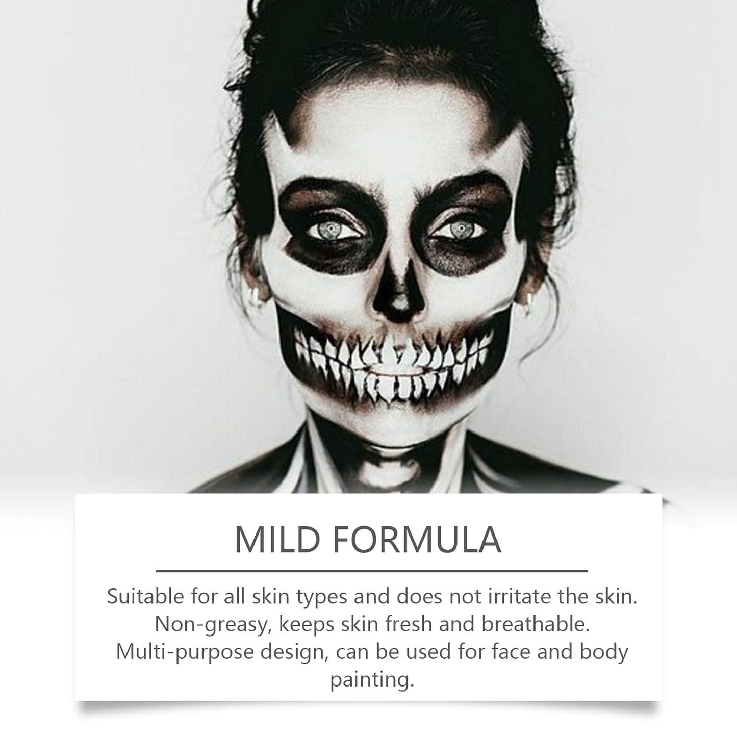 Halloween Face Body Paint For Adults, Black White Face Body Paint Stick Kit For Sfx Makeup Cosplay Joker, Skeleton Makeup