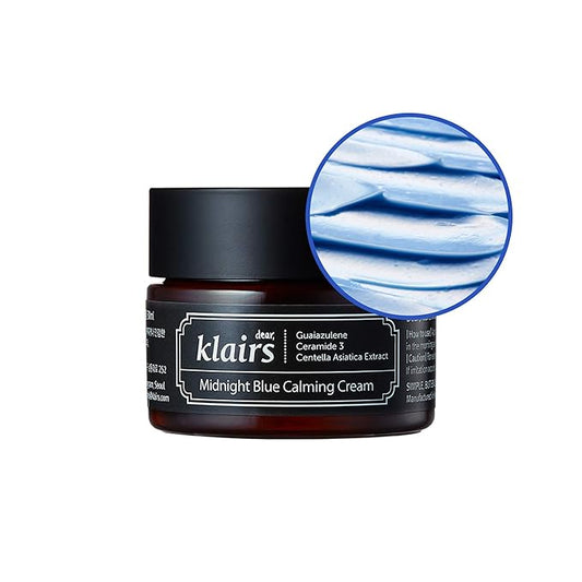 DearKlairs] Midnight Blue Calming Cream, Soothing, Redness Relief Moisturizer, Hydrating, Fast Absorbing, Light Texture for Easy Use, Sensitive Skin Friendly (1.01 Fl Oz (Pack of 1))