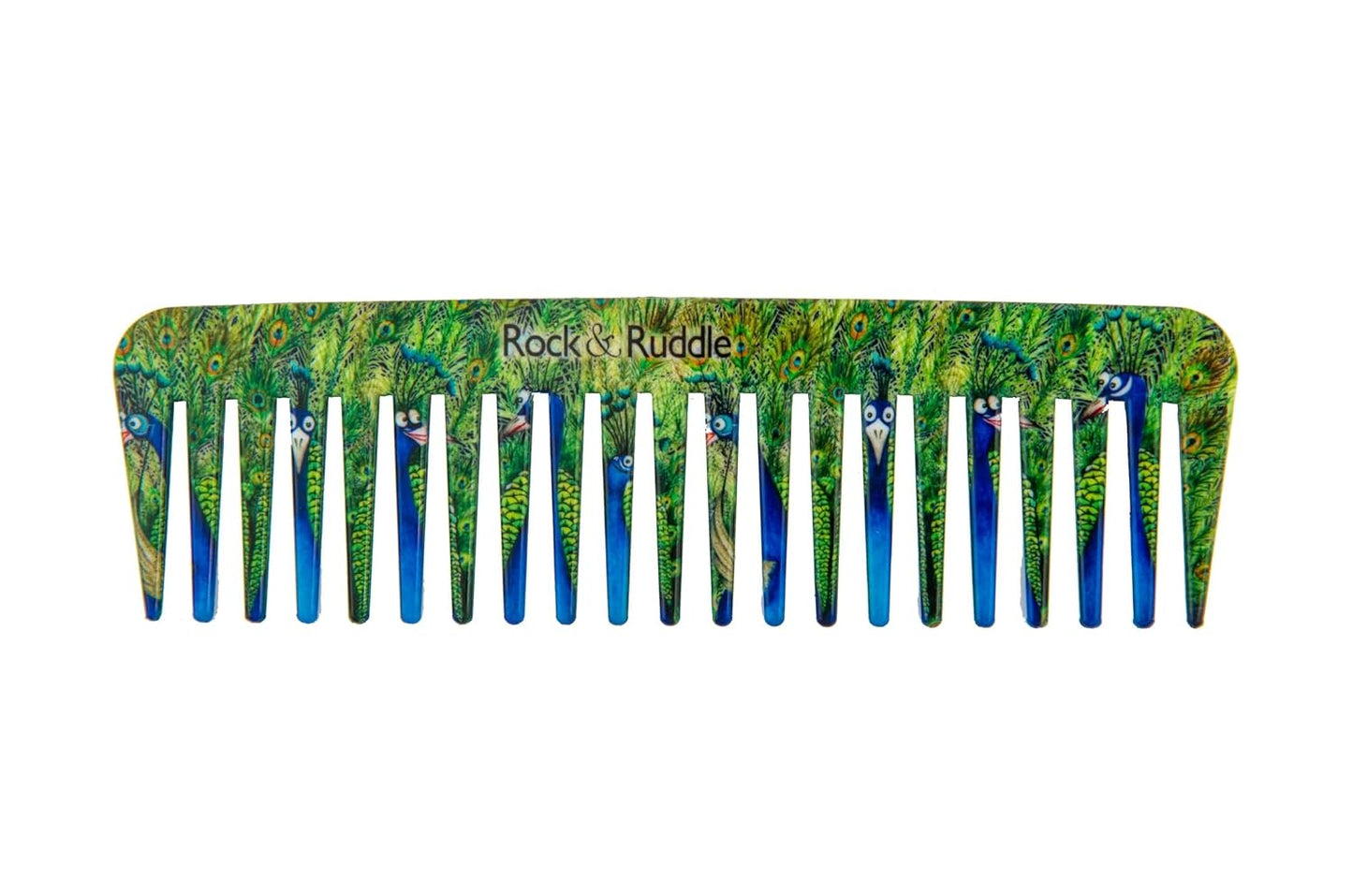 Rock & Ruddle Wide Tooth Comb | Perfect for Detangling Wet Hair and Applying Hair Color - Peacocks