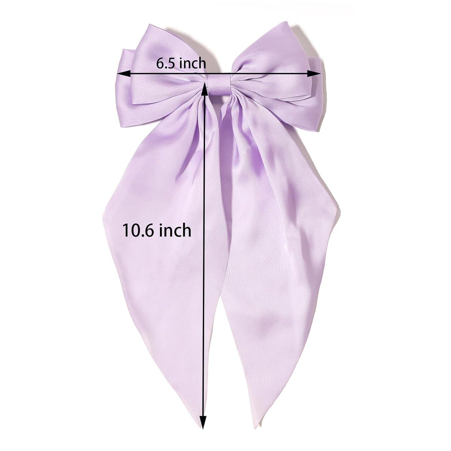 Furling Pompoms Hair Bows Clips for Women Large Bow Clips for Girls Satin Long Tails with Alligator Clips Big Hair Bow Hair Accessories (Lilac White)