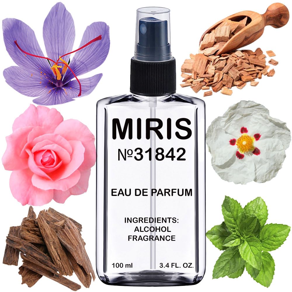 MIRIS No. 31842, Inspired by Oud Ispahan, Long-Lasting Unisex Eau de Parfum for Women & Men, Spray 3.4 Fl Oz / 100 ml