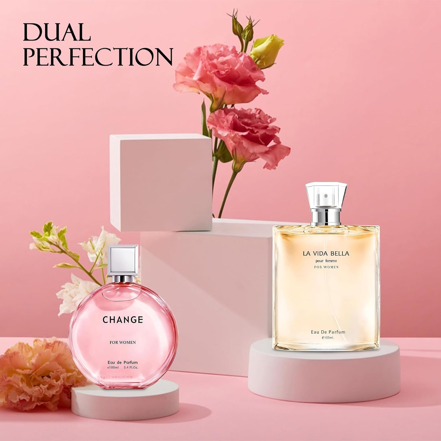 Women Perfume 2PCS Combo La Vida Bella/Change Women Eau De Parfum Long Lasting Fragrance 3.4 Fl Oz Spray Each for Daily Used