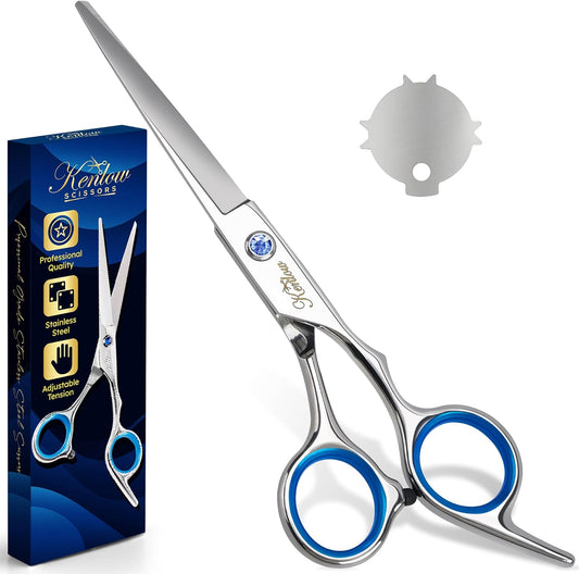 Hair Cutting Scissors, KENLOW Professional Hair Scissors With Comfortable Removable Finger Grips. Perfect As Hair Shears For Hair Cutting Or Barber Scissors. Haircut Scissors For Salon Or Home Use.