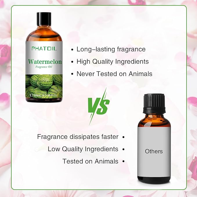 3.38FL.OZ Watermelon Fragrance Oils for Aromatherapy, Essential Oils for Diffusers for Home, Perfect for Diffuser, Yoga, Skin Care, DIY Candle and Soap Making - 100ml