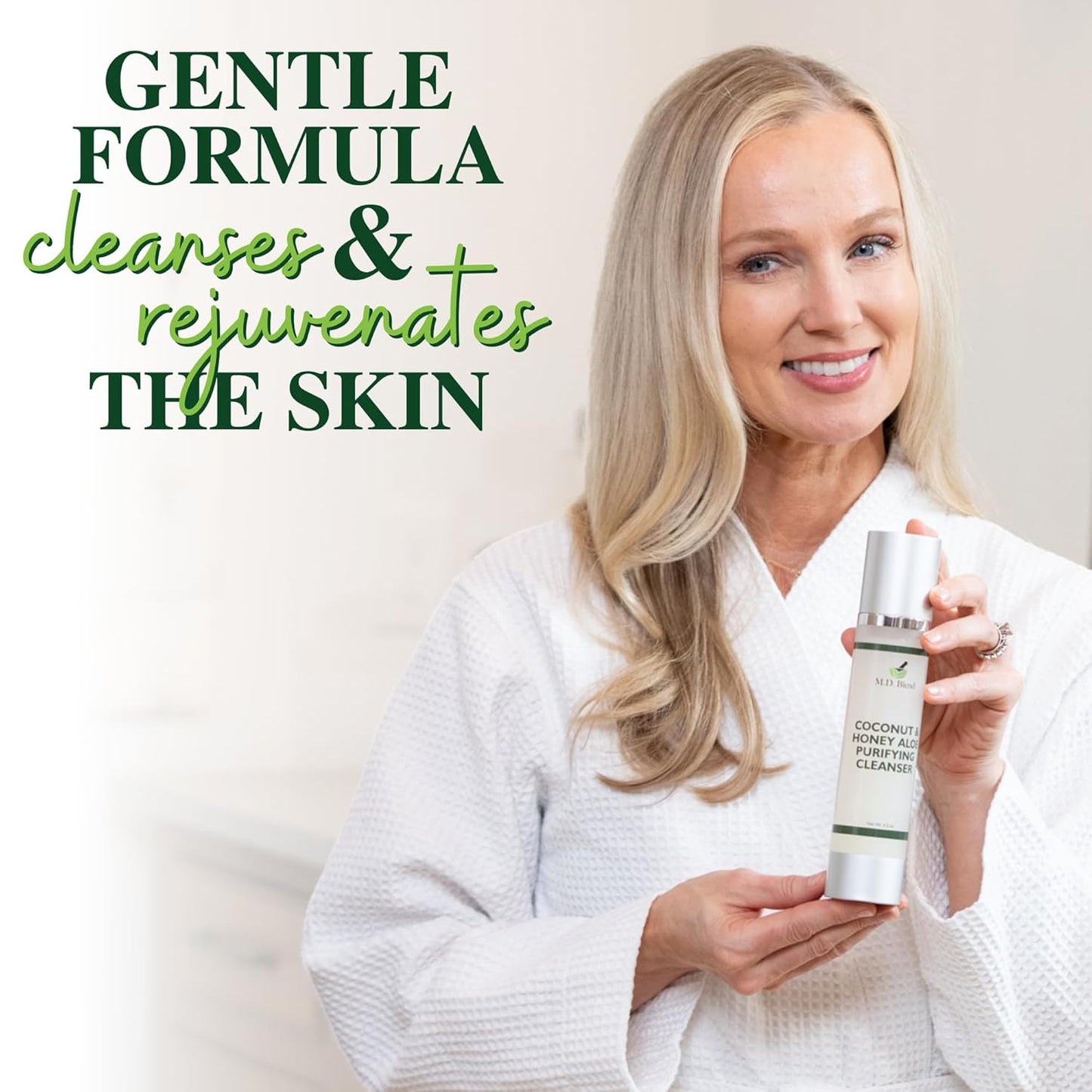 Face Cleanser + M.D. Vascular Supplement – Organic Foaming Wash with Coconut & Honey Aloe + Garlic, Ginger, L-Arginine Formula – Clean Beauty & Wellness Bundle