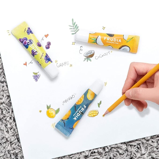 WELCOS FRUDIA Grape Honey Chu Lip Essence - Korean Lip Balm for Men & Women | Lip Plumper Gloss Organic Lip Balm Tubes for Lip Care | Essence Lip Oil Lip Moisturizer for Very Dry Lips (0.33 Fl oz)