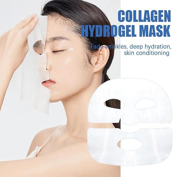 Deep Collagen Overnight Face Mask - Tea Tree CICA Hydrating Overnight Hydrogel Mask, Collagen Overnight Mask Anti Wrinkle Lifting, Collagen Face Mask Improve Elasticity, Firming (Blue)