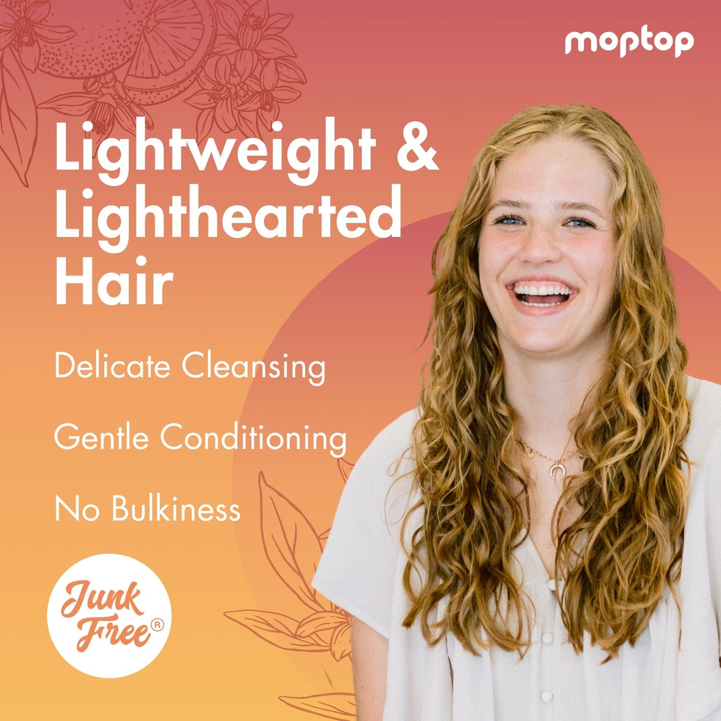 MopTop Light Conditioner – Lightweight Hair Moisturizer to Enhance Moisture & Reduce Frizz, Sulfate & Paraben Free Hair Care for All Hair Types – Thin, Straight, Wavy, Curly (Citrus Medley, 8oz)