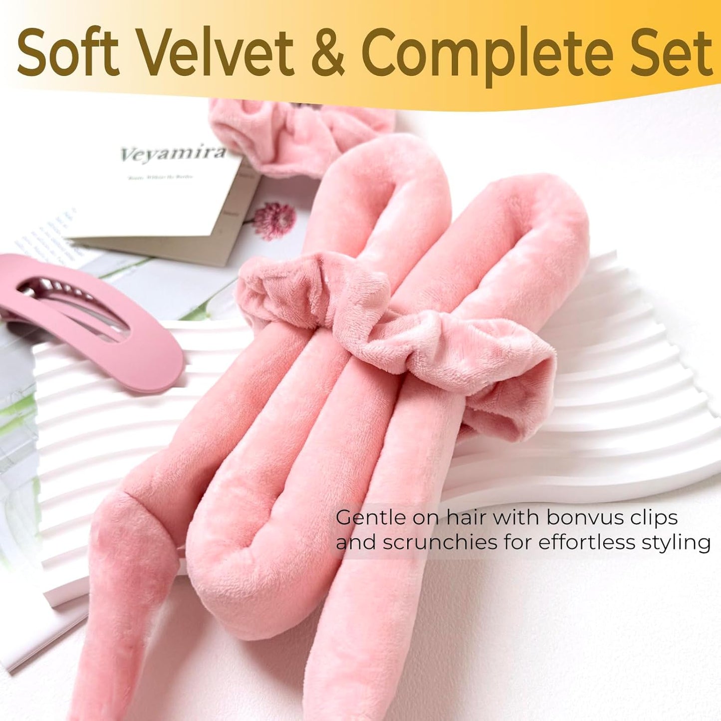 Heatless Hair Curlers to Sleep in - Heatless Curls Overnight, Heatless Hair Curlers for Long Hair, No Heat Curling Headband for Overnight Curls,Pink