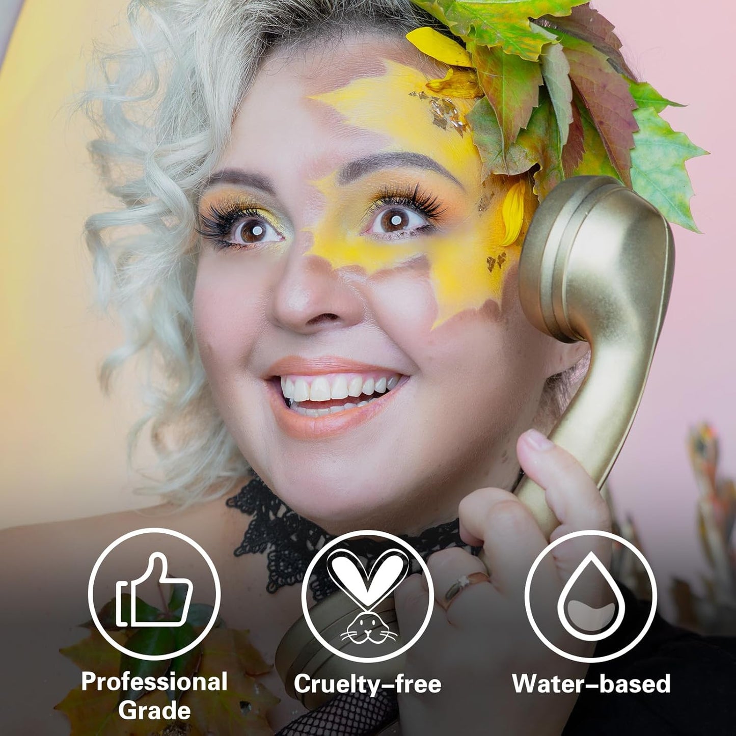 BOBISUKA Yellow Face Body Paint, Water Based Face Painting for Art Theater Halloween Party Cosplay Clown SFX Makeup for Women Adults, Non-Toxic Washable