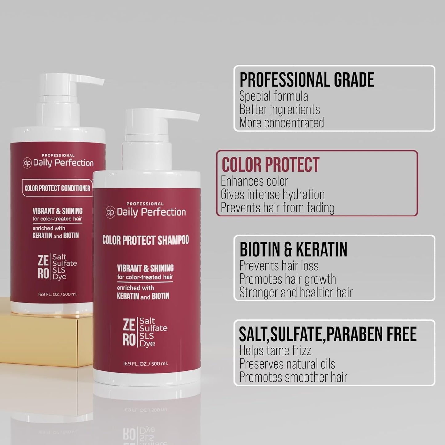 (dp) Color Protect Shampoo & Conditioner – Maintain & Enhance Color-Treated Hair – Clean + Salon-Grade Formula with Biotin & Keratin