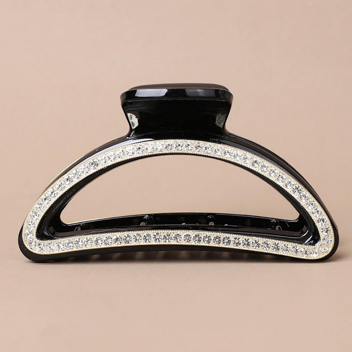 SINIDE Crystal Hair Clips, Semicircle Rhinestone Claw Clips Nonslip Acrylic Jaw Clip for Thin Long Hair, Fashion Elegant Clamps Accessories for Women Ladies Strong Hold Barrette for Styling (2 Pack)