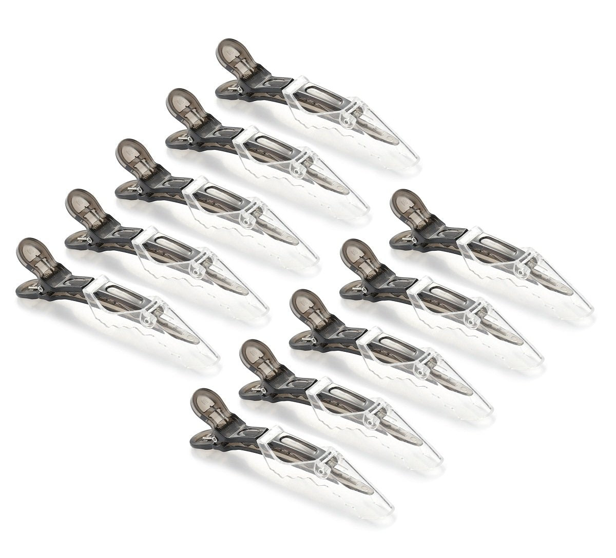 10pcs/set Multicolor Croc Alligator Clips - Transparent Plastic Hair Styling Sectioning Barrettes Non Slip Salon DIY Accessories Hairpins for Women and Girls (10pcs-Black)